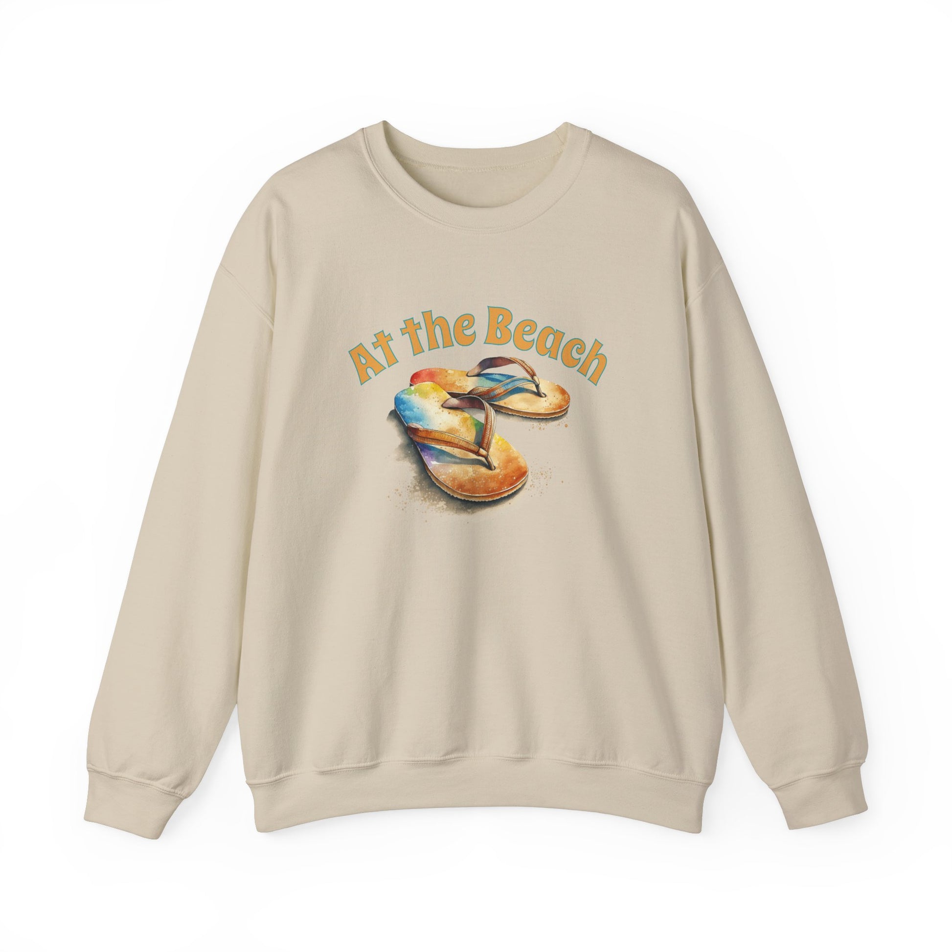 At the Beach Flip Flop Unisex Sweatshirt - "At the Beach" Flip Flop Design by Caribbean Rays