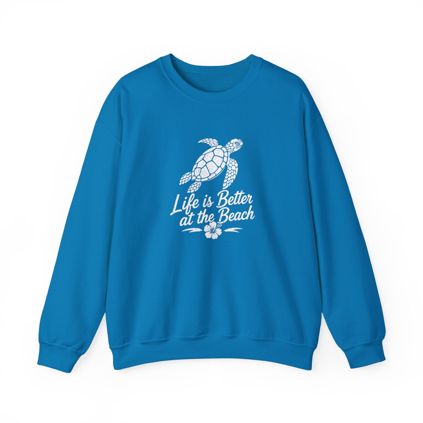 Beach Turtle Crewneck Sweatshirt — "Life is Better at the Beach"