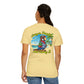 T-Shirt — "Living in Paradise and Loving It" Tropical Parrot Beach Tee