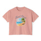Beach Days Boxy Tee — Tropical Palm Beach Graphic for Women