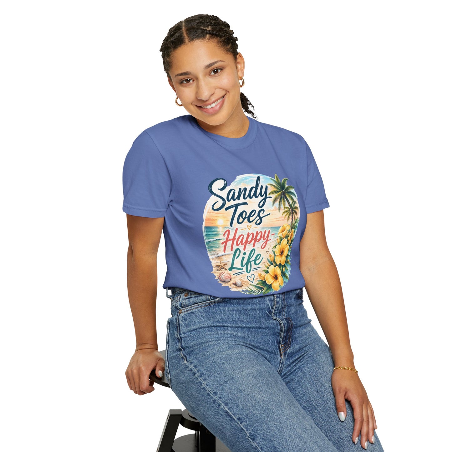 Sandy Toes Happy Life T-Shirt — Tropical Beach Vacation Tee