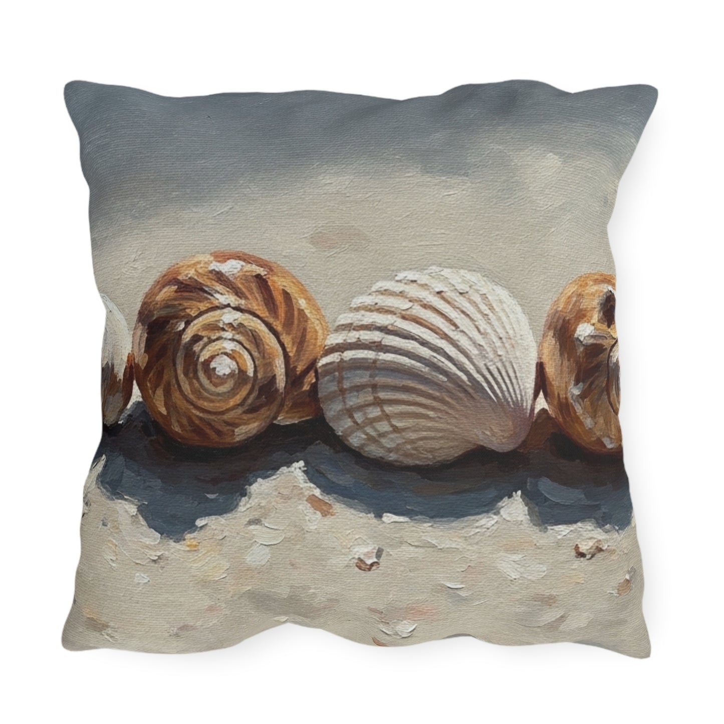 Pillow with shell design on a white background