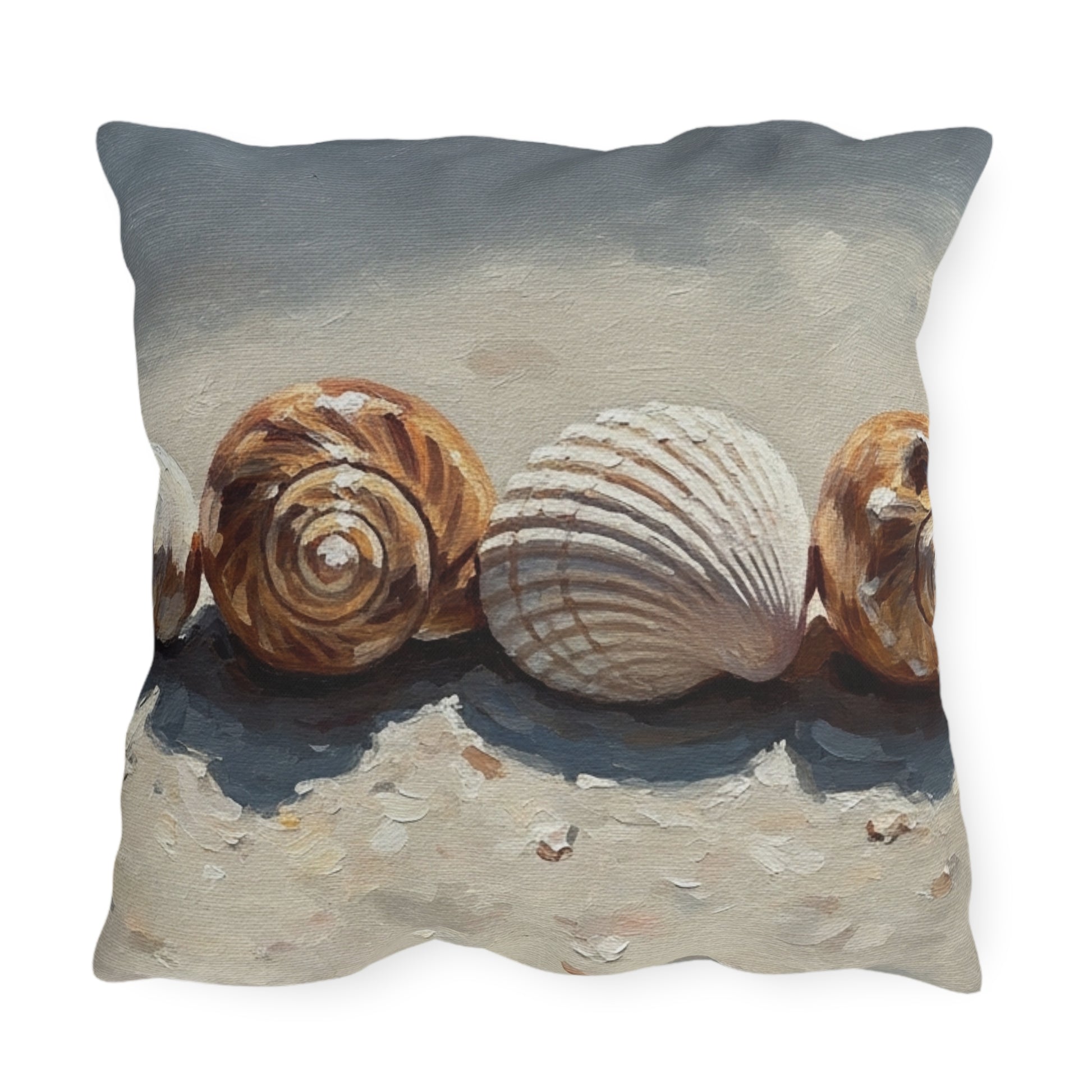 Pillow with shell design on a white background