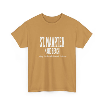 Maho Beach T-shirt in brown with St. Maarten front graphic text