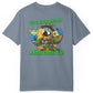Gray t-shirt with a parrot graphic and text on the back, on a white background