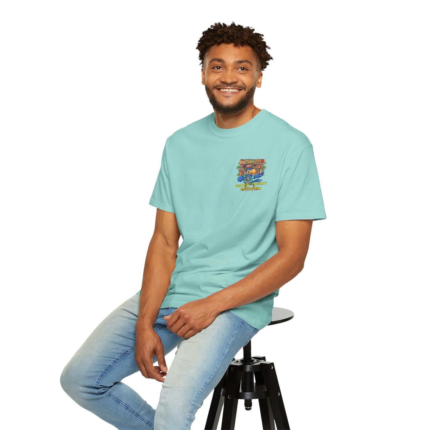 Gettin' Freaky at the Tiki Dancing Parrot Comfort Colors T-shirt