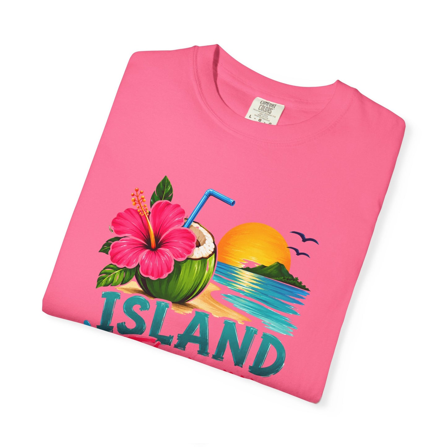 Island Therapy T‑Shirt — Tropical Sunset Coconut Drink Beach Tee