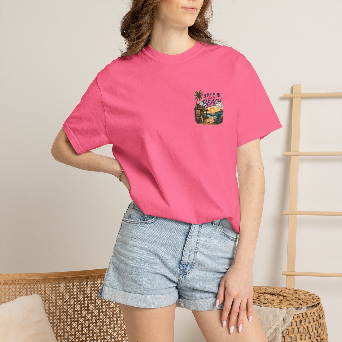 Beach Sunset T-Shirt — "In My Mind I'm at the Beach" Vintage Coastal Tee