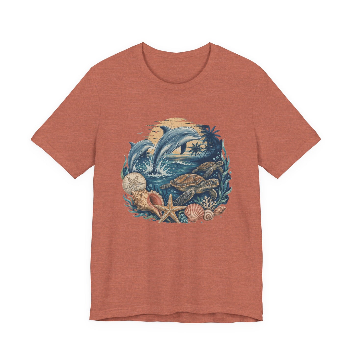 Ocean Life Tee — Vintage Dolphin & Seashell Beach Shirt