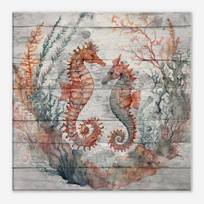 Two Seahorses Coral Reef Canvas Wall Print at Caribbean Rays