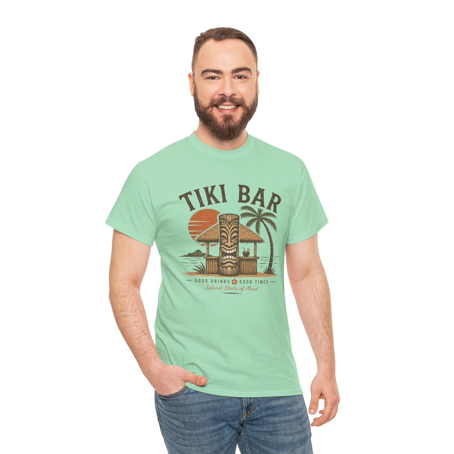 Tiki Bar Vintage Sunset Tee — Tropical Luau Beach Shirt