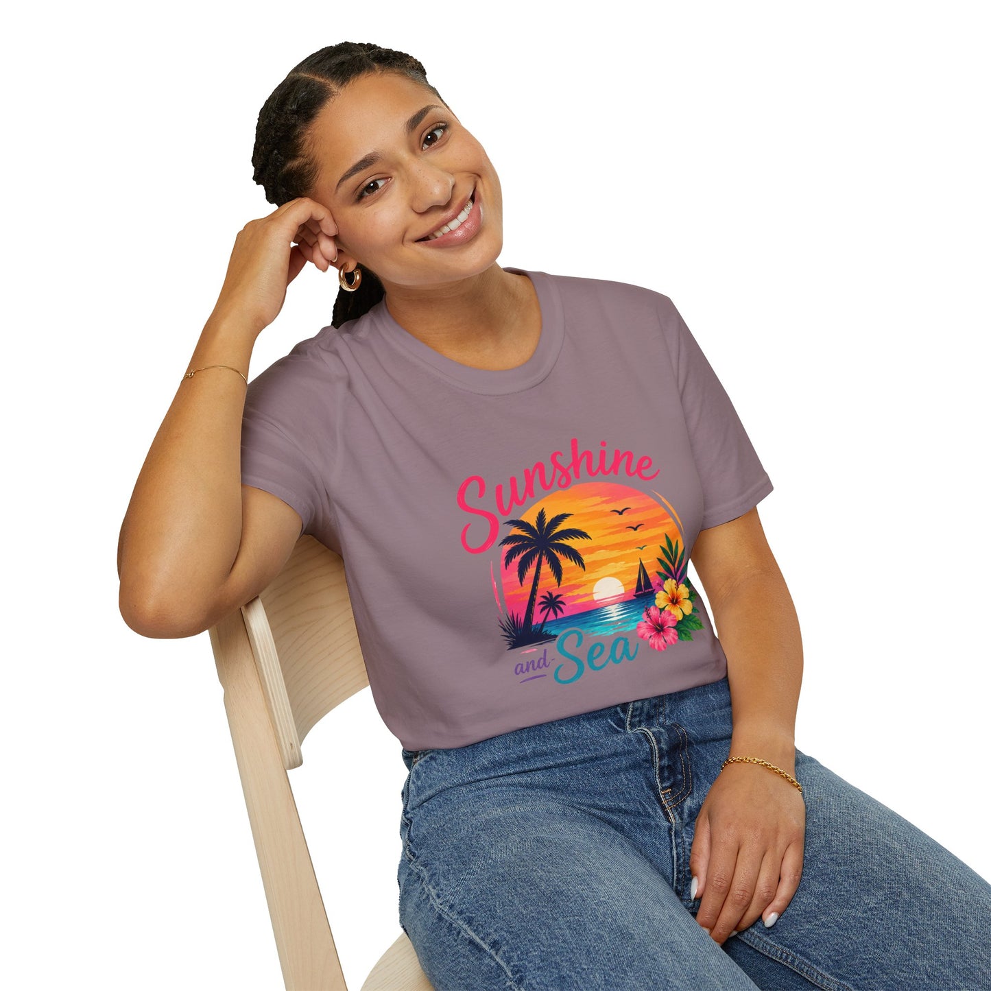 Sunshine and Sea T-Shirt — Tropical Palm Beach Sunset Tee