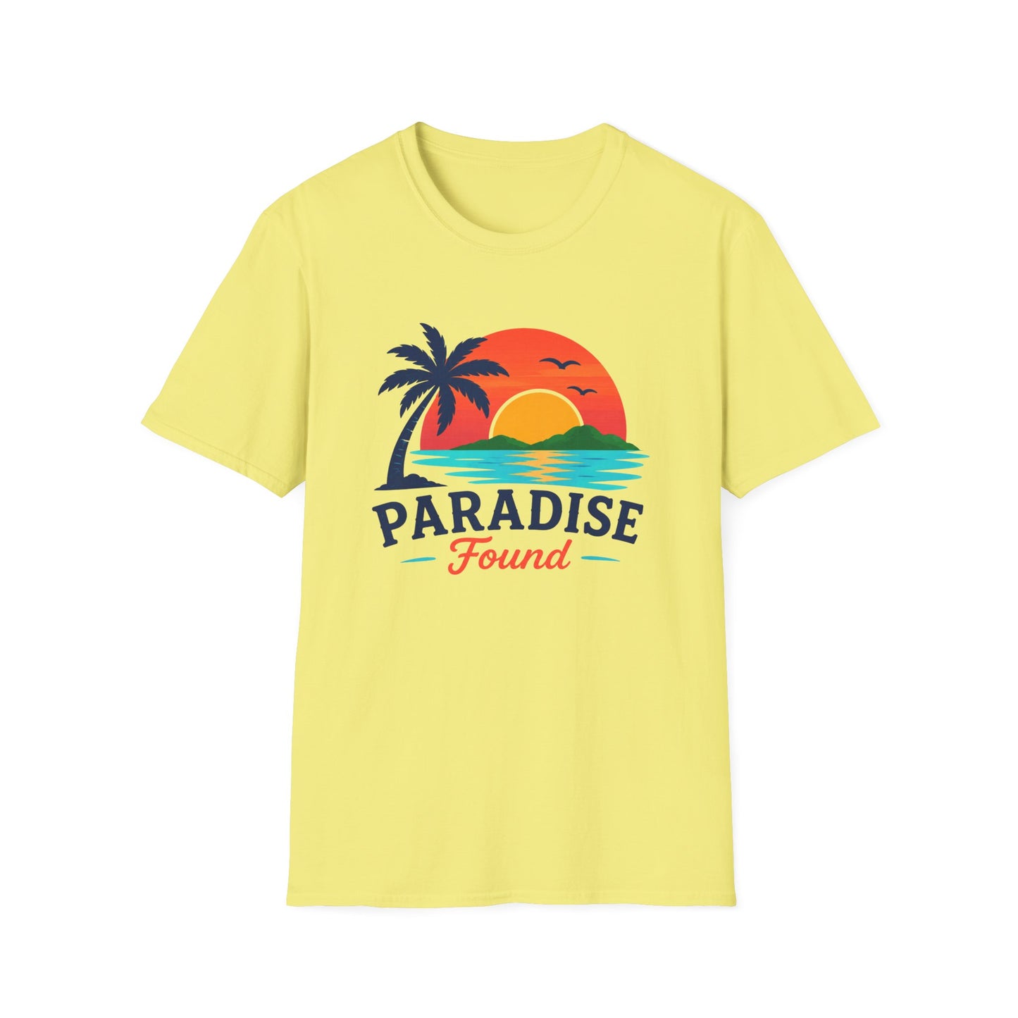 Paradise Found T‑Shirt — Retro Sunset Palm Beach Tee