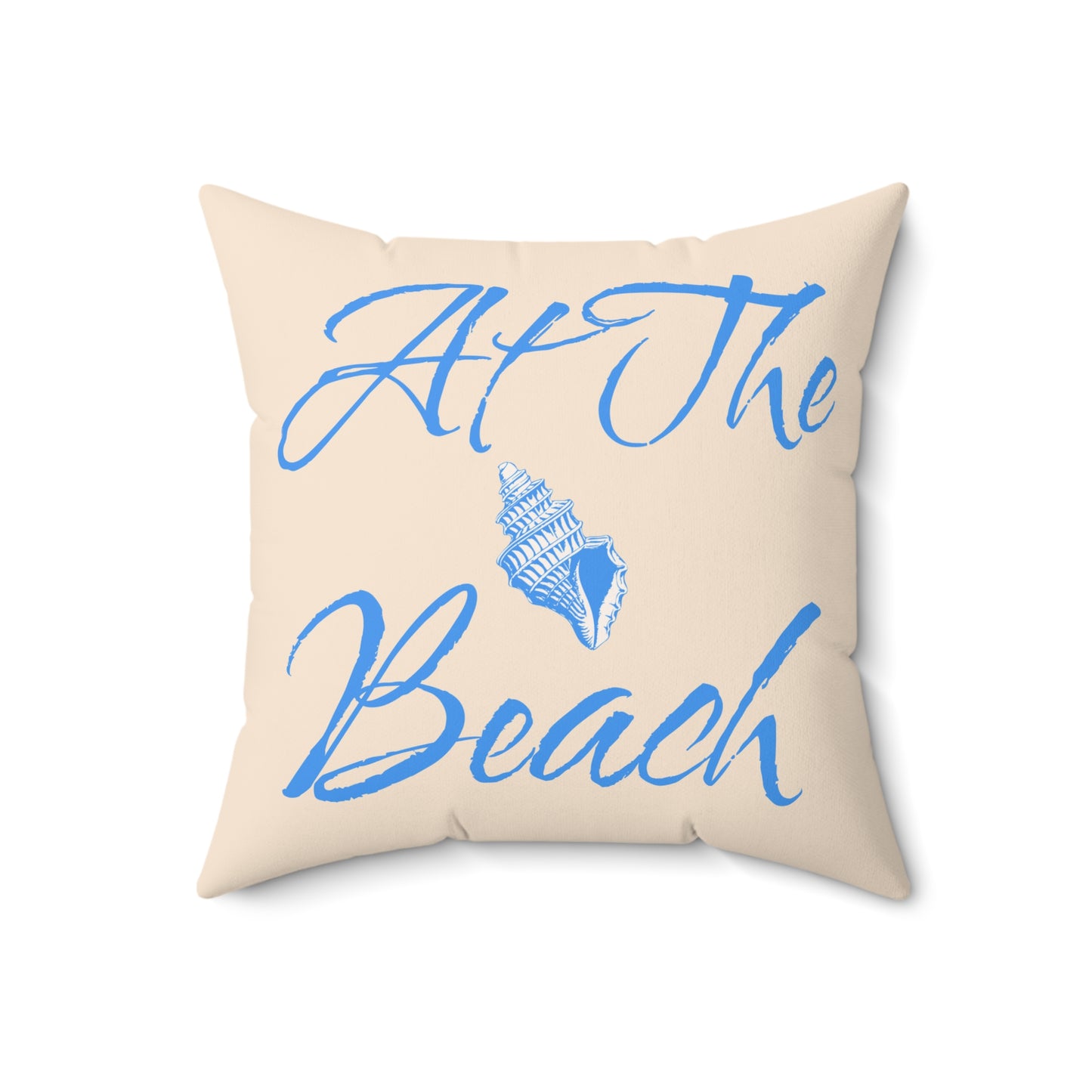 At the Beach Tan Spun Polyester Square Pillow on Caribbean Rays