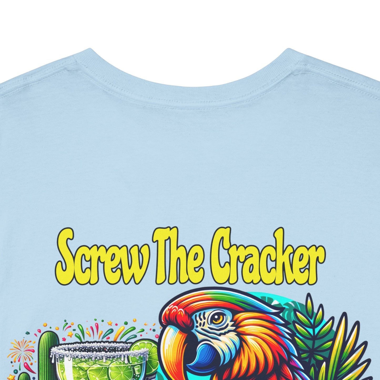 Cocktail Parrot Tee - Fun Retro Style, Unisex  Heavy Cotton T-Shirt,