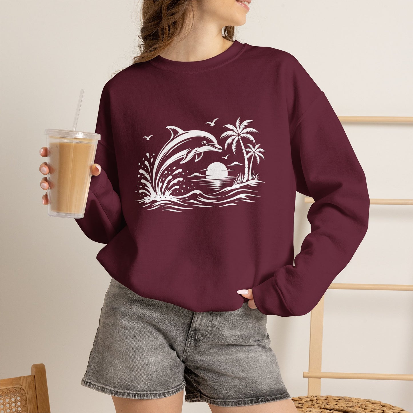Dolphin Sunset Crewneck Sweatshirt