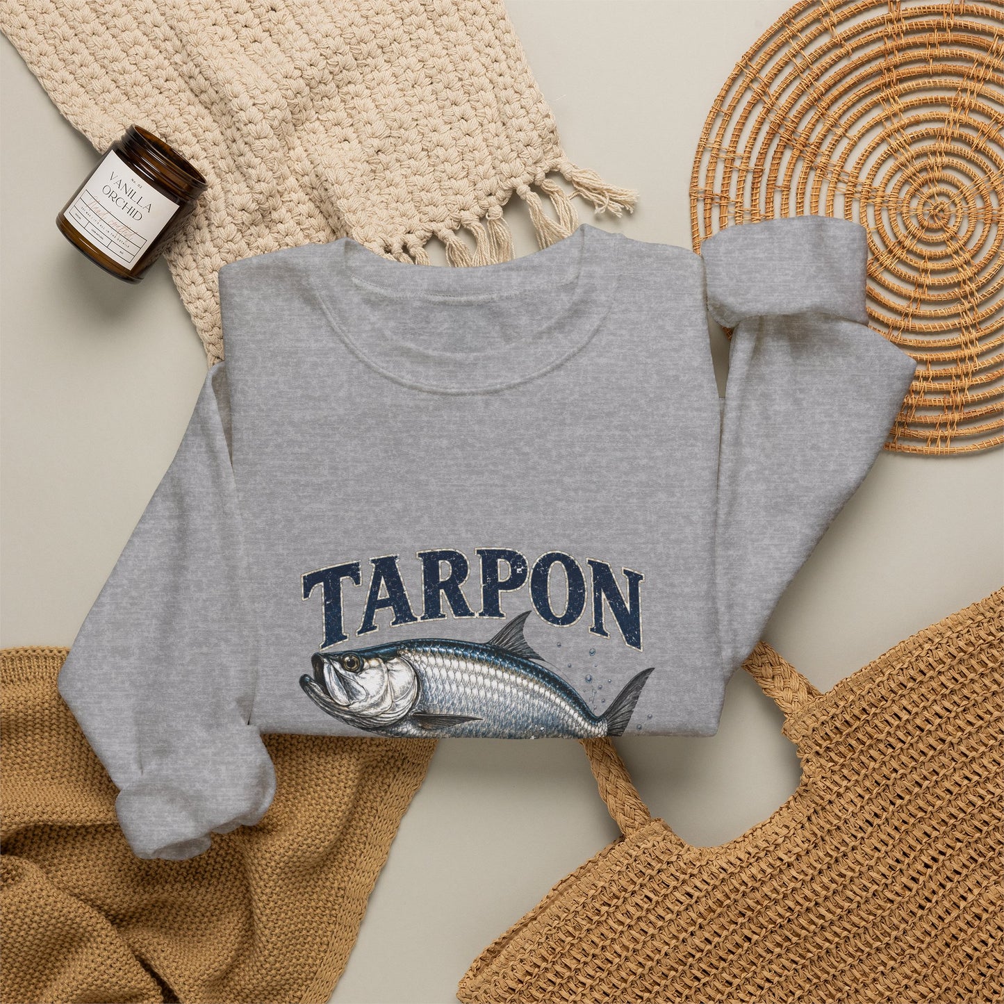 Tarpon Fishing Crewneck Sweatshirt — Vintage Tarpon Graphic Pullover