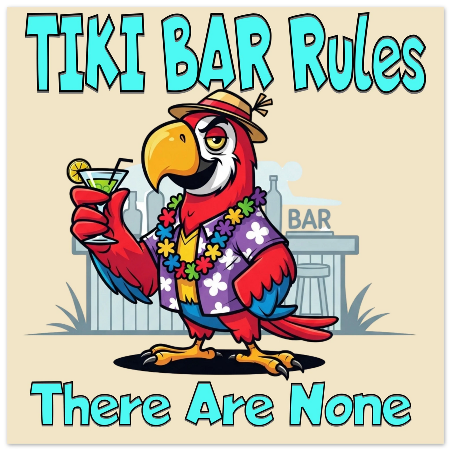 Tiki Bar Rules Aluminum Wall Print at Caribbean Rays