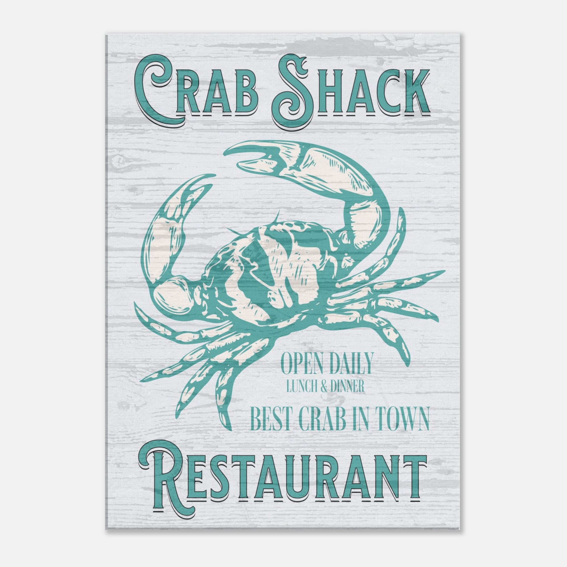 Crab Shack Teal Canvas Wall Print at Caribbean Rays