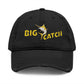 Black cap with 'BIG CATCH' text and fish logo on a white background