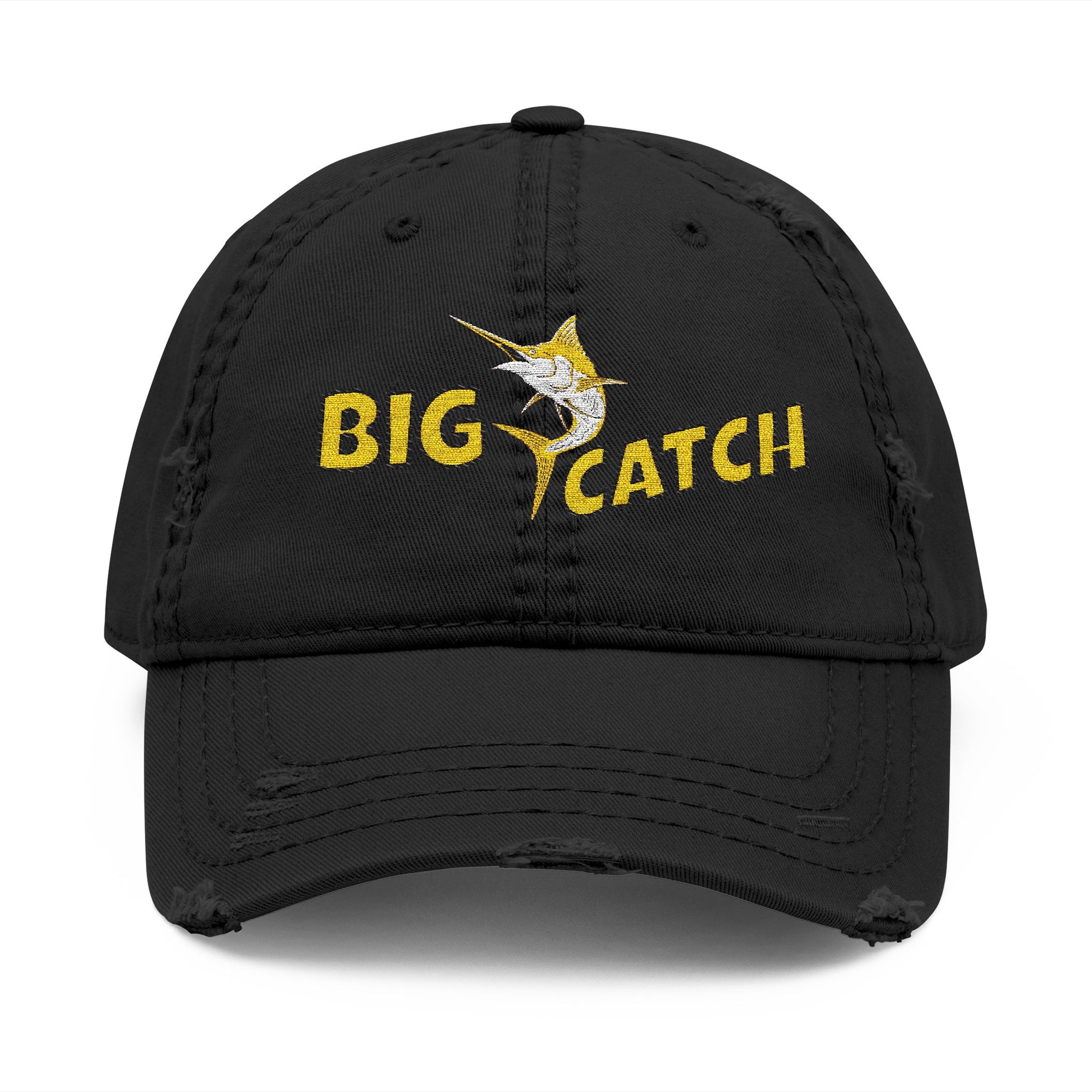 Black cap with 'BIG CATCH' text and fish logo on a white background