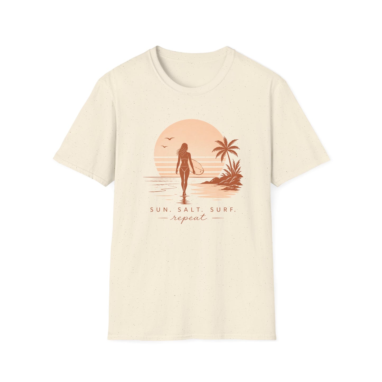 Surf Sunset T-Shirt — "Sun, Salt, Surf, Repeat" Beach Tee