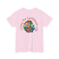 Pink t-shirt with a parrot graphic and 'Living the Caribbean Life' text on a white background