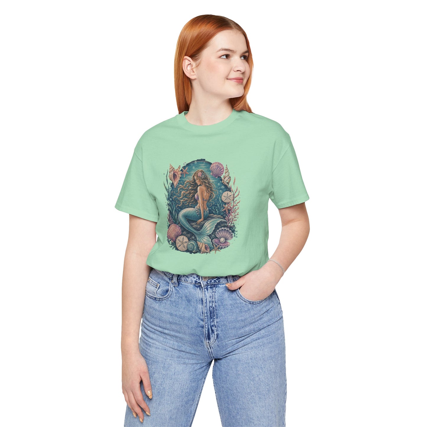 Mermaid Beach Graphic Tee - Vintage Ocean Illustration T-Shirt