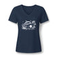 Dolphin Beach Sunset Graphic-Women’s V‑Neck Tee