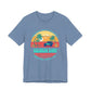 Blue t-shirt with a 'Beach Day' graphic design on a white background by Caribbean Rays