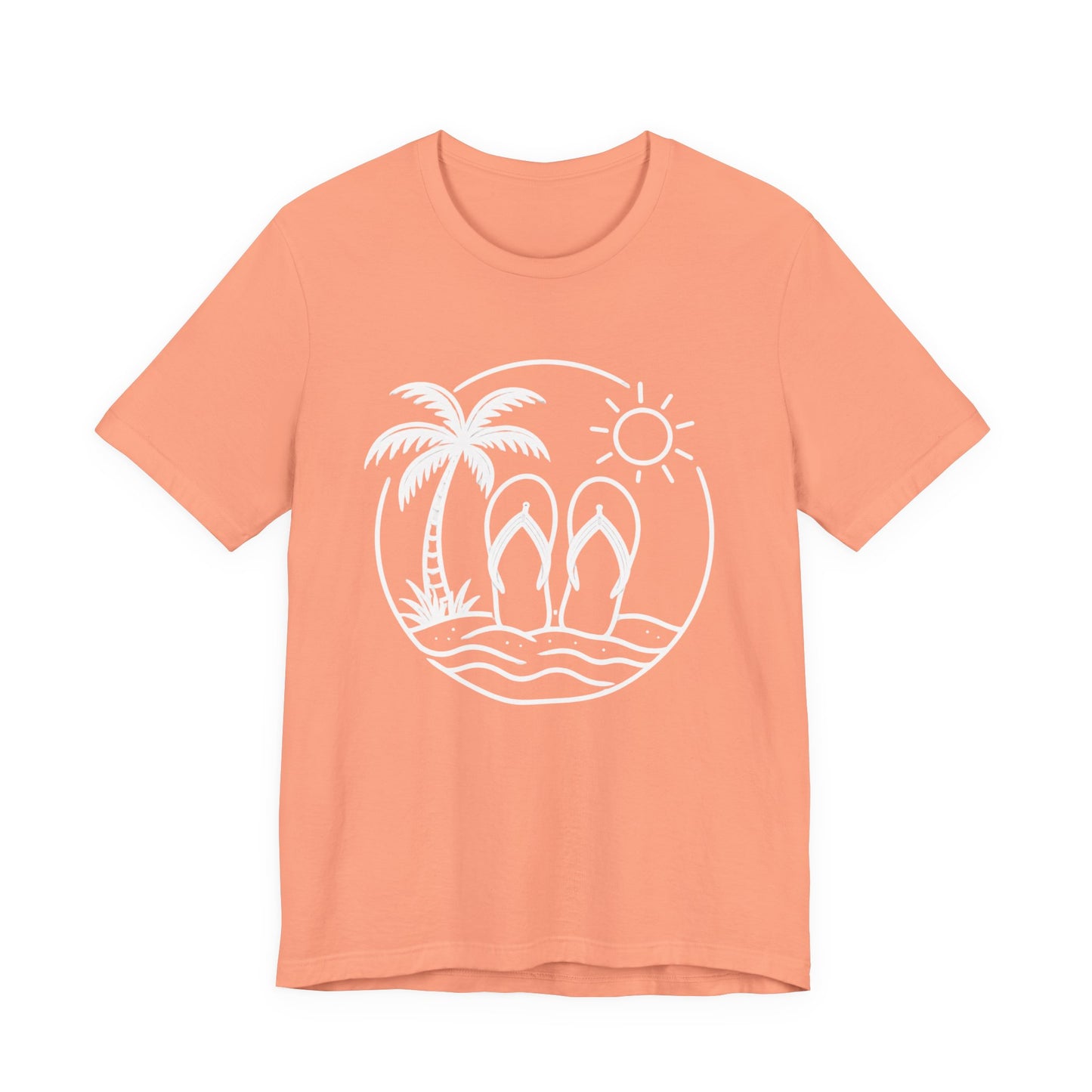 Beach Flip Flop Palm Circle Graphic Tee