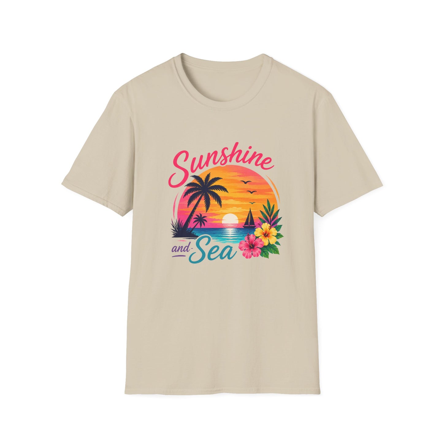 Sunshine and Sea T-Shirt — Tropical Palm Beach Sunset Tee