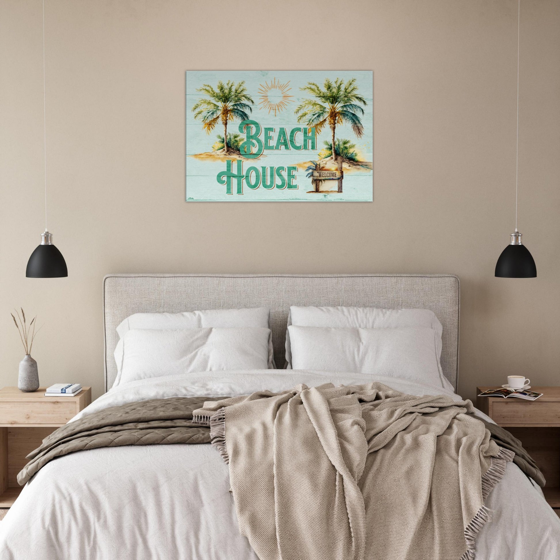 Beach House Seafoam Large Canvas Wall Print Caribbean Rays