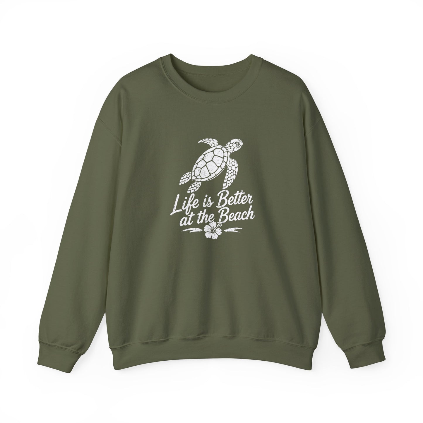 Beach Turtle Crewneck Sweatshirt — "Life is Better at the Beach"