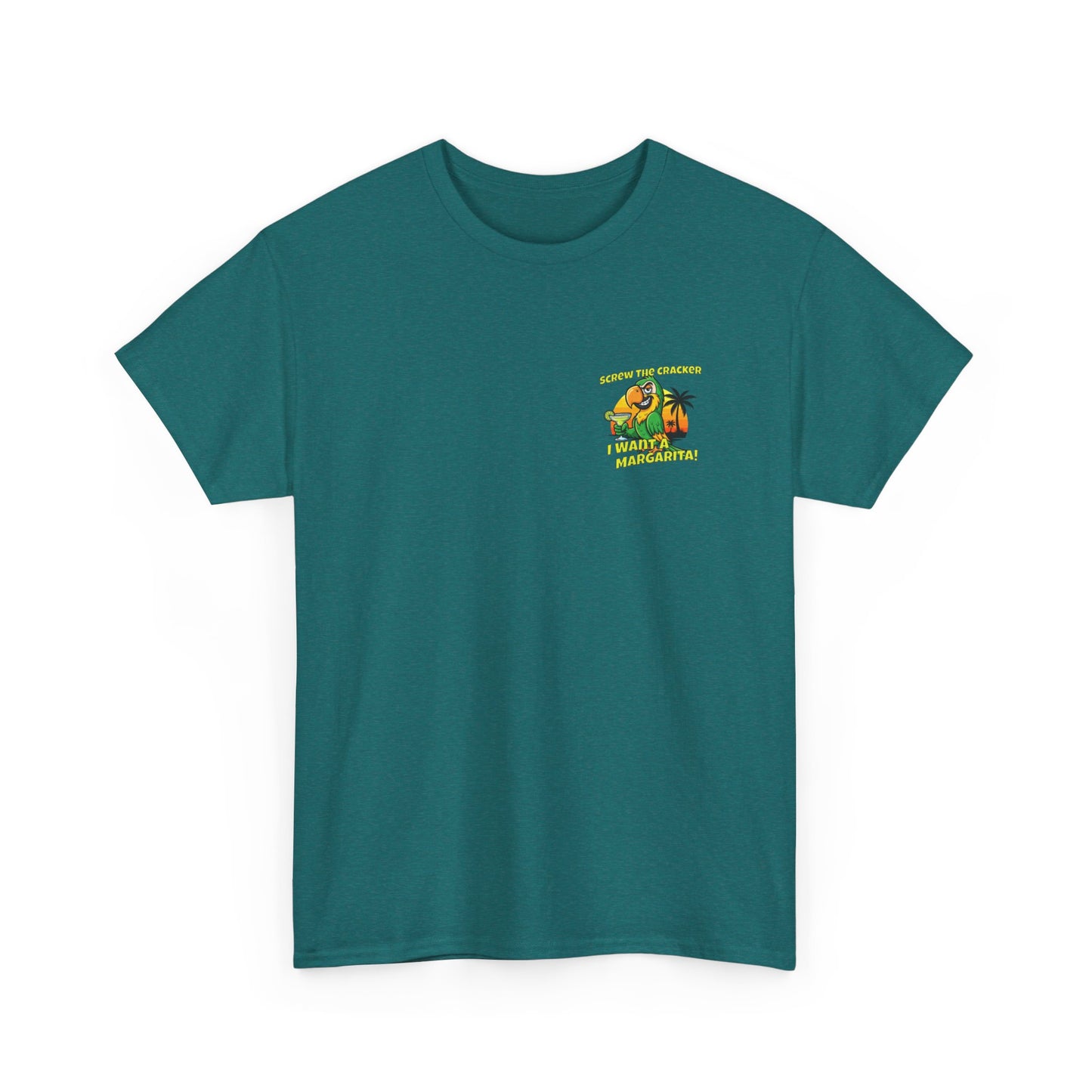 Screw the Cracker I Want a Margarita" T-Shirt Tropical Parrot Cocktail Tee