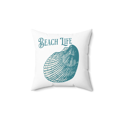 Beach Life Sea Shell Aqua Spun Polyester Square Pillow