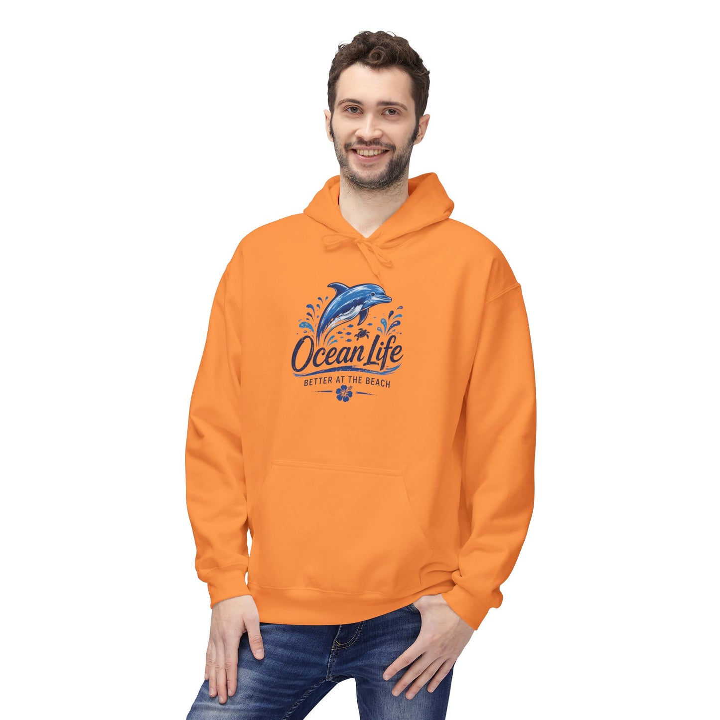 Ocean Life Hoodie - Beach Vibes Dolphin Surf Graphic