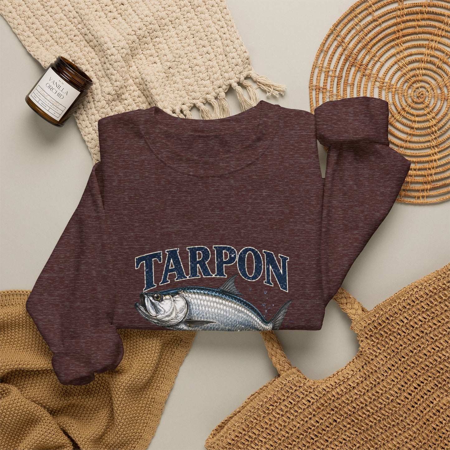 Tarpon Fishing Crewneck Sweatshirt — Vintage Tarpon Graphic Pullover