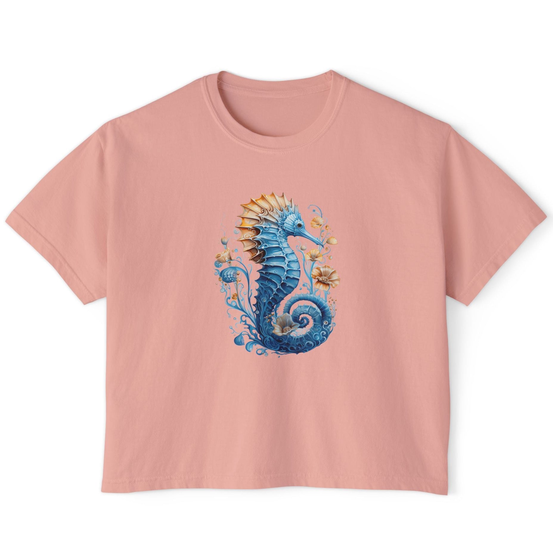 Seahorse Watercolor Women's Boxy Tee at Caribbean Rays