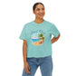 Beach Days Boxy Tee — Tropical Palm Beach Graphic for Women