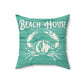 Turquoise Beach House Crab Spun Polyester Square Pillow - on Caribbean Rays