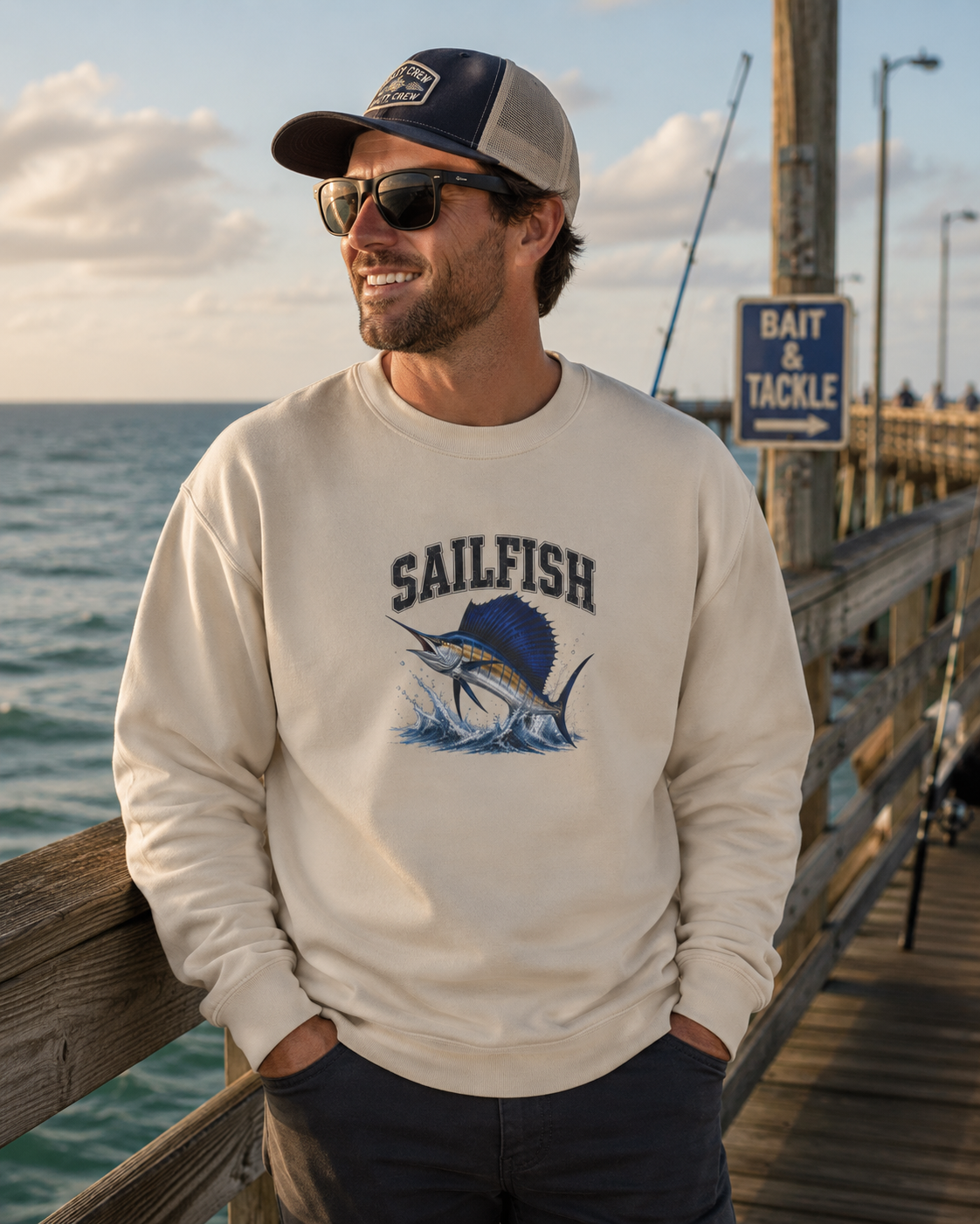Sailfish Graphic Sweatshirt – Vintage Marlin Fishing Crewneck