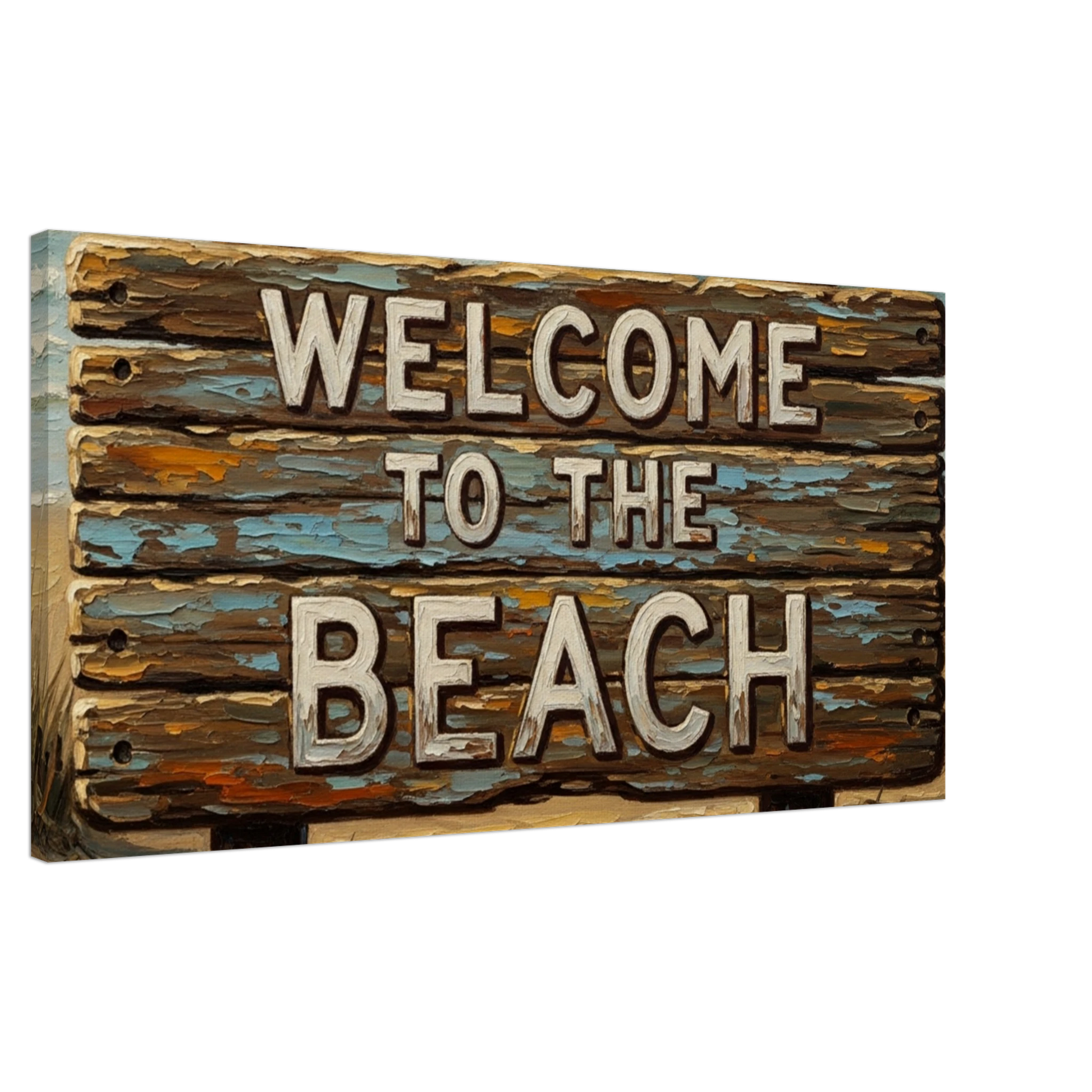 Rustic Welcome to the Beach Lg Canvas Print by Caribbean Rays