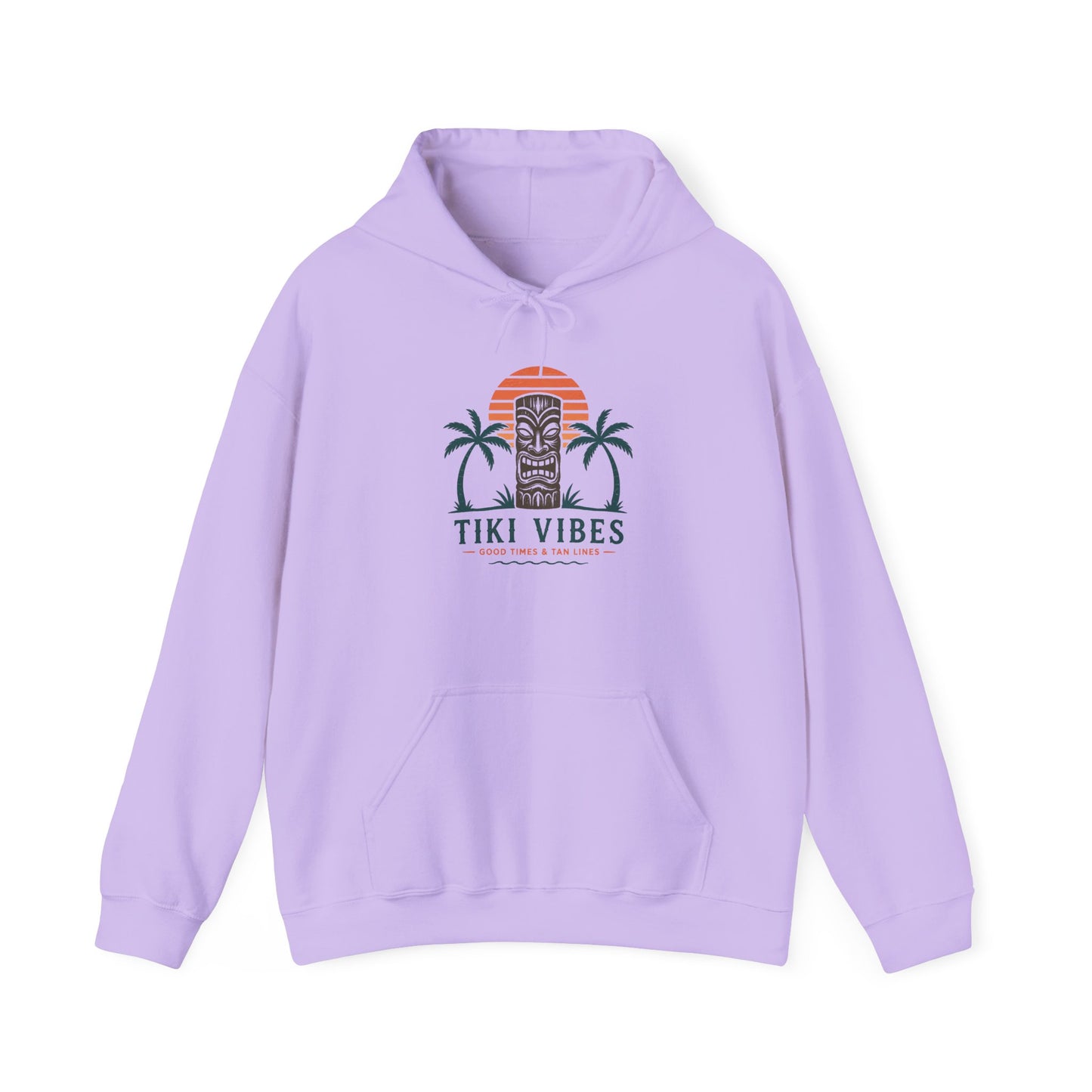 Tiki Vibes Hoodie — Retro Sunset Palm Tree Sweatshirt