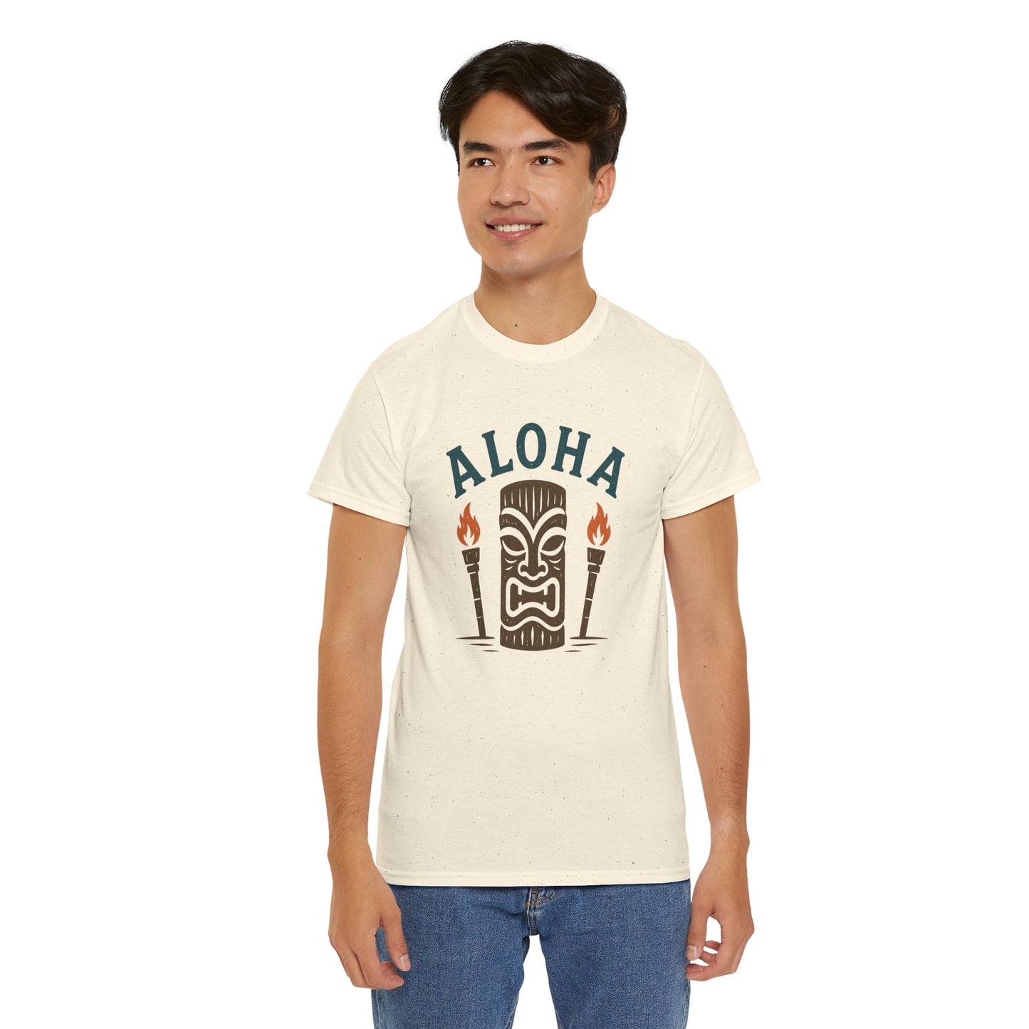 Aloha Tiki Tribal Tee with Torches- Tiki T-Shirt