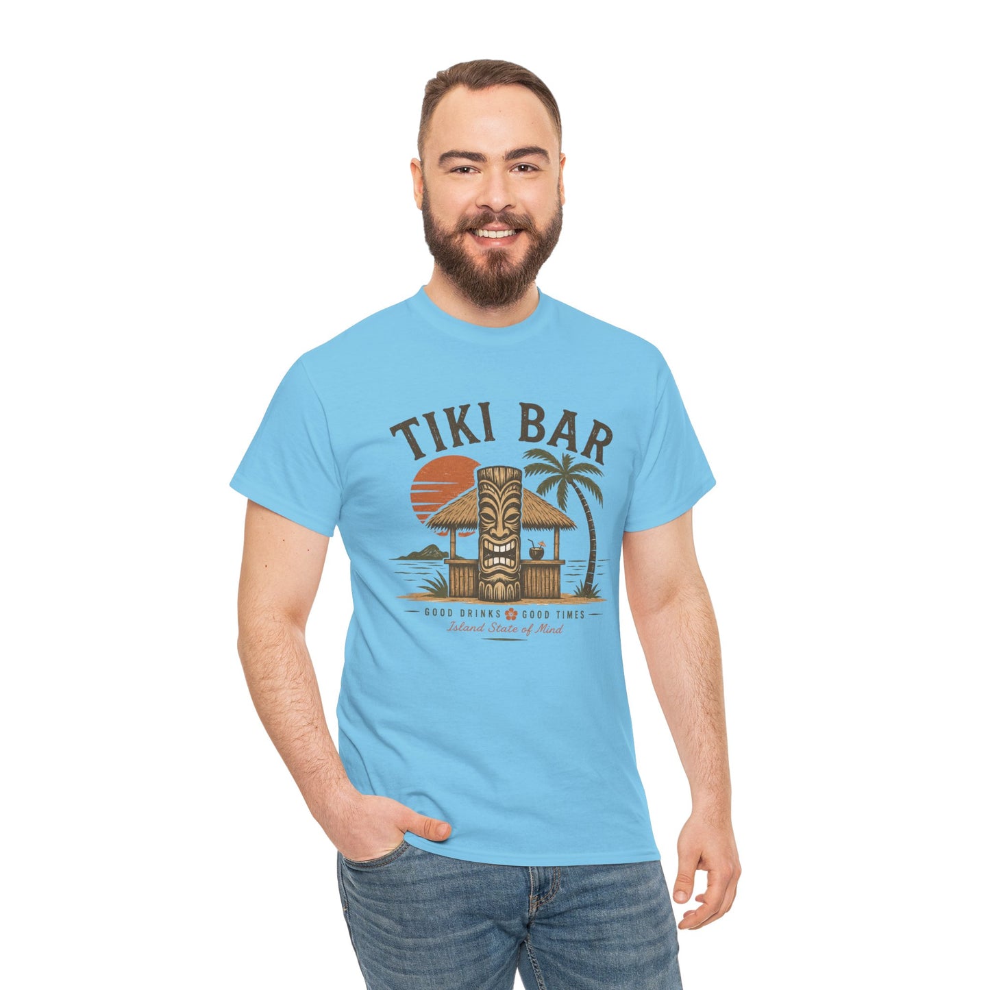 Tiki Bar Vintage Sunset Tee — Tropical Luau Beach Shirt