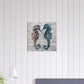 Two Tone  Duo Seahorses Canvas Wall Print on Caribbean Rays