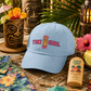 Tiki Girl Embroidered Denim Hat — Tropical Tiki Bar Baseball Cap