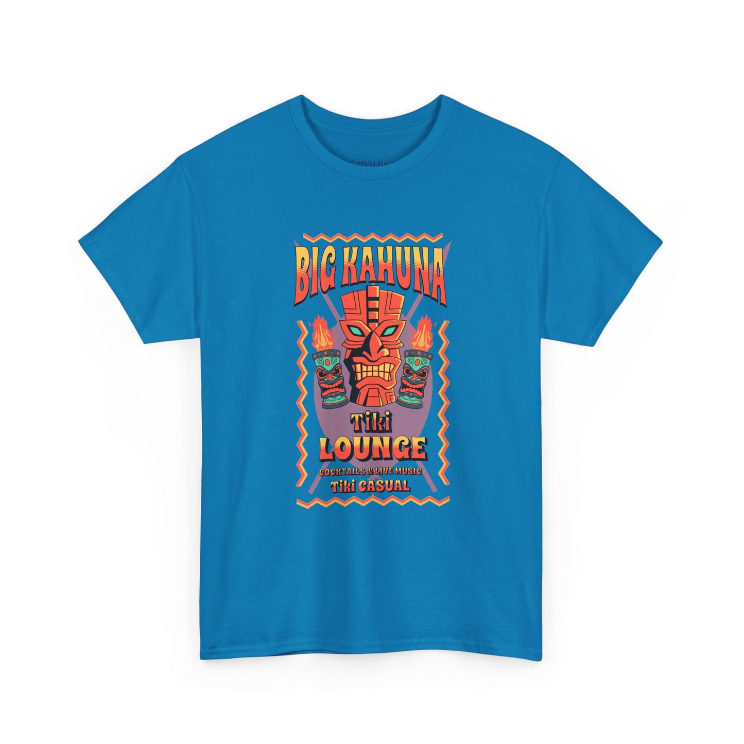 Big Kahuna Tiki Lounge Tee – Heavy Cotton Graphic Unisex T-Shirt, Caribbean Rays
