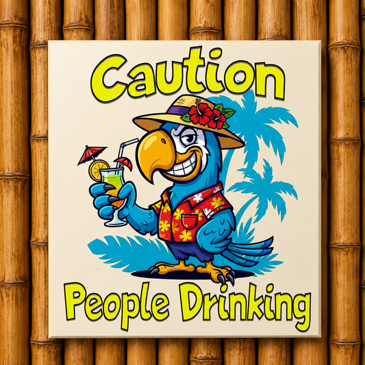 Caution People Drinking Aluminum Wall Print